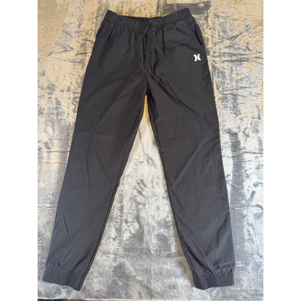HURLEY Boys Black Activewear Athletic Jogger Pants Drawstring Waist Size 14/16